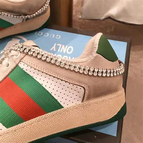 crystal gucci shoes|Gucci screener sneakers with crystals.